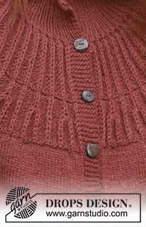 Autumn Cardinal Cardigan / DROPS 235-23 - Ylhäältä alas neulottu jakku DROPS Lima-langasta. Työssä on kaarroke ja patenttisilmukoita. Koot S-XXXL.