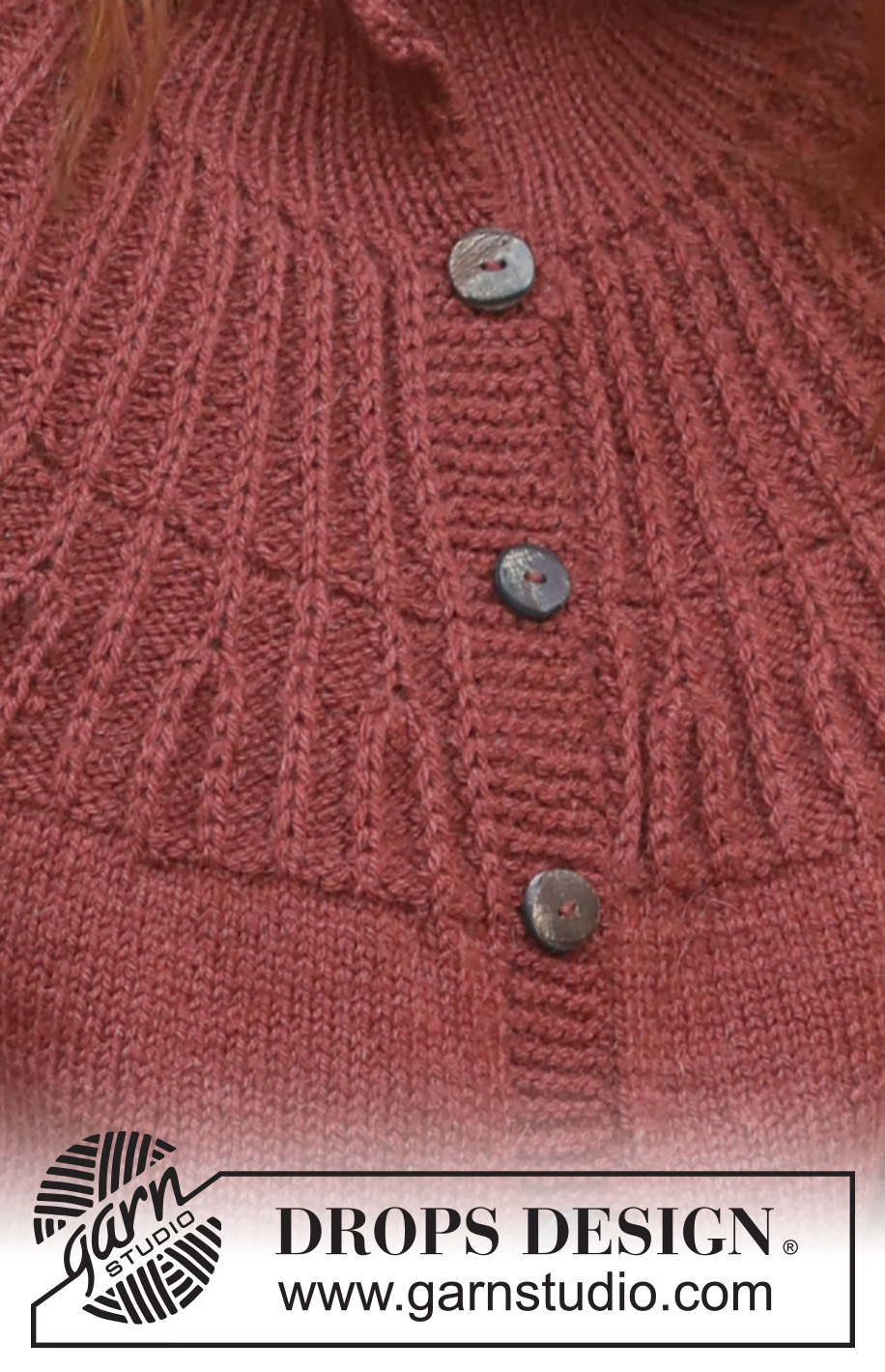 Autumn Cardinal Cardigan / DROPS 235-23 - Ylhäältä alas neulottu jakku DROPS Lima-langasta. Työssä on kaarroke ja patenttisilmukoita. Koot S-XXXL.