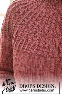 Autumn Cardinal / DROPS 235-24 - Ylhäältä alas neulottu pusero DROPS Lima-langasta. Työssä on kaarroke ja patenttisilmukoita. Koot S-XXXL.