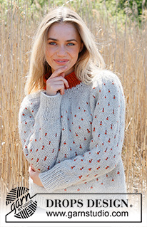 Cranberry Splash / DROPS 235-27 - Knitted sweater in DROPS Andes. Piece is knitted top down with round yoke and multi-colored pattern. Size: S - XXXL