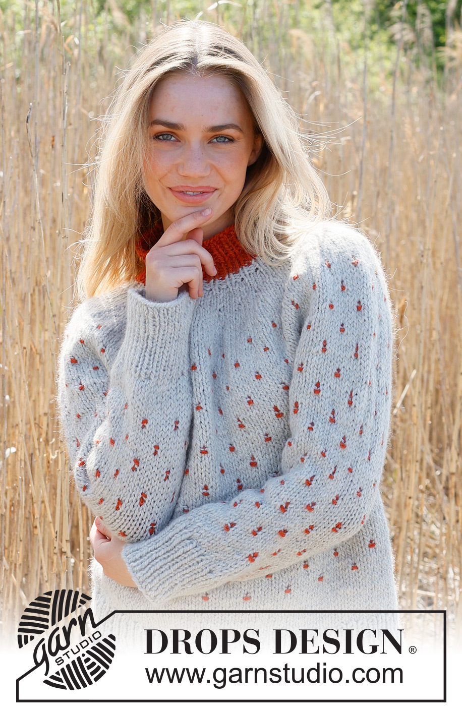 Cranberry Splash / DROPS 235-27 - Knitted sweater in DROPS Andes. Piece is knitted top down with round yoke and multi-colored pattern. Size: S - XXXL