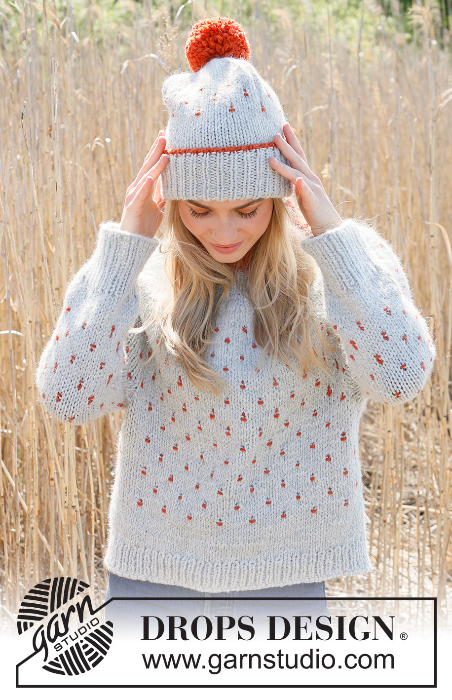 Cranberry Splash / DROPS 235-27 - Knitted sweater in DROPS Andes. Piece is knitted top down with round yoke and multi-colored pattern. Size: S - XXXL