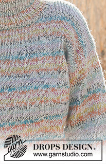 Confetti Sprinkles / DROPS 235-28 - Strikket bluse i 2 tråde DROPS Fabel. Arbejdet strikkes nedefra og op, i glatstrik med høj hals. Størrelse XS - XXL.