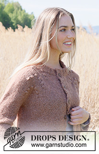 Winter Berry Cardigan / DROPS 235-29 - Knitted jacket in DROPS Air. The piece is worked top down with raglan, bobbles and double bands. Sizes S - XXXL.