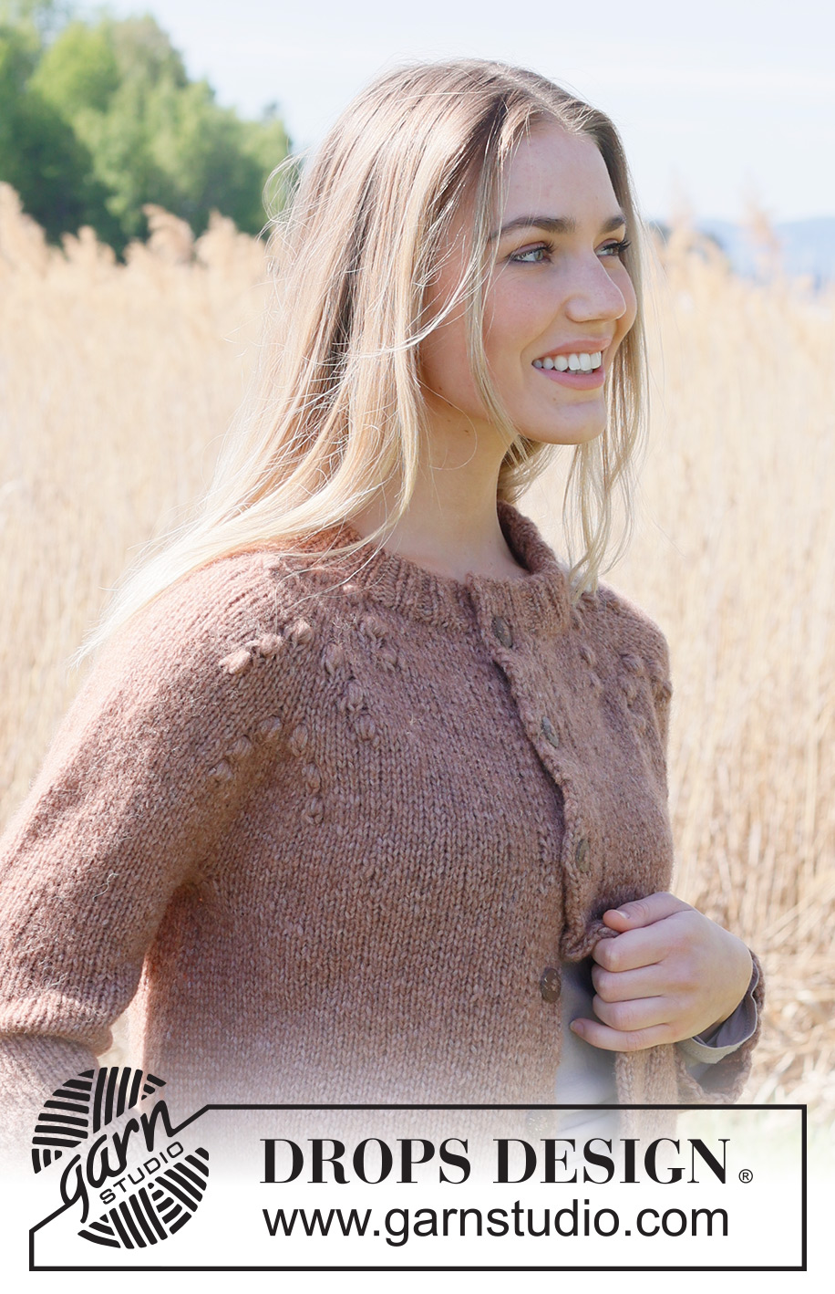 Winter Berry Cardigan / DROPS 235-29 - Knitted jacket in DROPS Air. The piece is worked top down with raglan, bobbles and double bands. Sizes S - XXXL.