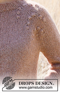 Winter Berry / DROPS 235-30 - Pulôver tricotado de cima para baixo, com cavas raglan e borbotos, em DROPS Air. Do S ao XXXL.