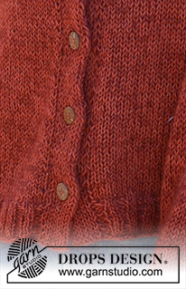 Crimson Moon Cardigan / DROPS 235-31 - Knitted oversized jacket in DROPS Nord and DROPS Kid-Silk. Piece is knitted bottom up in stocking stitch and double knitted band. Size: S - XXXL