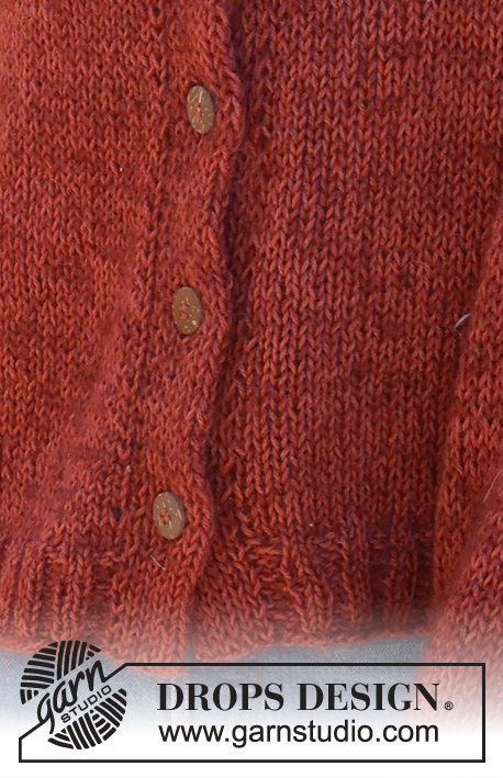 Crimson Moon Cardigan / DROPS 235-31 - Knitted oversized jacket in DROPS Nord and DROPS Kid-Silk. Piece is knitted bottom up in stocking stitch and double knitted band. Size: S - XXXL