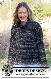 Salt & Pepper / DROPS 235-32 - Strikket genser i DROPS Fabel og DROPS Brushed Alpaca Silk. Arbeidet strikkes med glattstrikk, splitt i sidene og dobbel halskant. Størrelse XS - XXL.