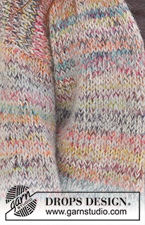 Sparkling Sunrise Cardigan / DROPS 235-35 - Strikket basic jakke i 1 tråd DROPS Brushed Alpaca Silk og 2 tråder DROPS Fabel. Arbeidet strikkes i glattstrikk nedenfra og opp. Størrelse XS - XXL.