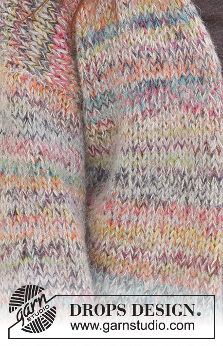Sparkling Sunrise Cardigan / DROPS 235-35 - Strikket basic jakke i 1 tråd DROPS Brushed Alpaca Silk og 2 tråder DROPS Fabel. Arbeidet strikkes i glattstrikk nedenfra og opp. Størrelse XS - XXL.