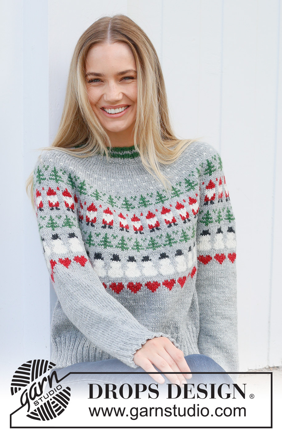 Christmas Time Sweater / DROPS 235-39 - Ylhäältä alas neulottu pusero DROPS Karisma-langasta. Työssä on kaarroke, kirjoneuletta, tonttukuvioita, joulukuusikuvioita, lumiukkokuvioita ja sydänkuvioita. Koot S-XXXL. Teema: Joulu.