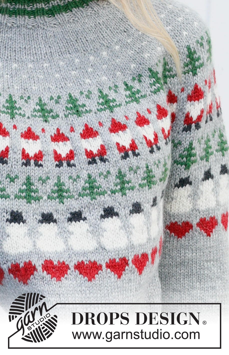 Christmas Time Sweater / DROPS 235-39 - Ylhäältä alas neulottu pusero DROPS Karisma-langasta. Työssä on kaarroke, kirjoneuletta, tonttukuvioita, joulukuusikuvioita, lumiukkokuvioita ja sydänkuvioita. Koot S-XXXL. Teema: Joulu.