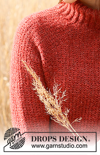 Warm Blush / DROPS 235-6 - Ylhäältä alas neulottu pusero DROPS Sky-langasta. Työssä on kaksinkertainen pääntien reunus, raglanlinjat ja helmijoustinneuletta. Koot S-XXXL.