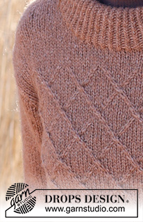 Autumn’s Essence / DROPS 235-7 - Alhaalta ylös neulottu pusero DROPS Air-langasta. Työssä on kohoneuletta ja kaksinkertainen pääntien reunus. Koot S-XXXL.