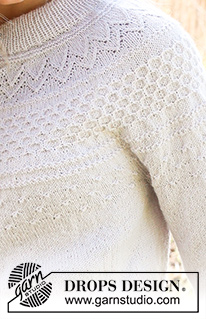 Miss Summerbee Cardigan / DROPS 236-11 - Ylhäältä alas neulottu jakku DROPS Flora-langasta. Työssä on kaksinkertainen pääntien reunus ja kaarroke, jossa on kohoneuletta. Koot S-XXXL.