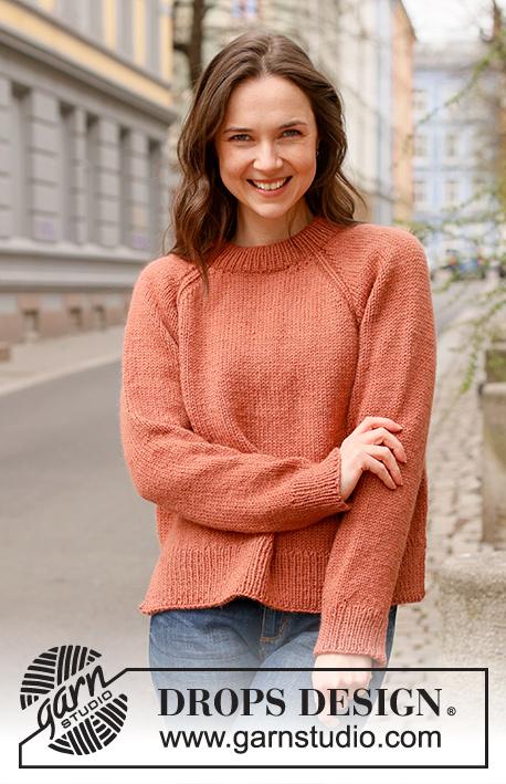 October Breeze / DROPS 236-14 - Pull tricoté de haut en bas en DROPS Nepal, avec col doublé et emmanchures raglan. Du XS au XXL.