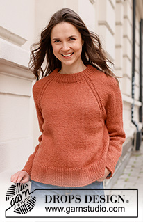 October Breeze / DROPS 236-14 - Pull tricoté de haut en bas en DROPS Nepal, avec col doublé et emmanchures raglan. Du XS au XXL.