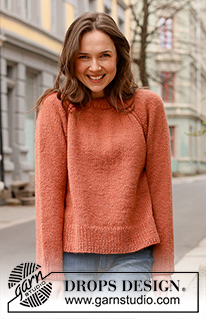 October Breeze / DROPS 236-14 - Pull tricoté de haut en bas en DROPS Nepal, avec col doublé et emmanchures raglan. Du XS au XXL.