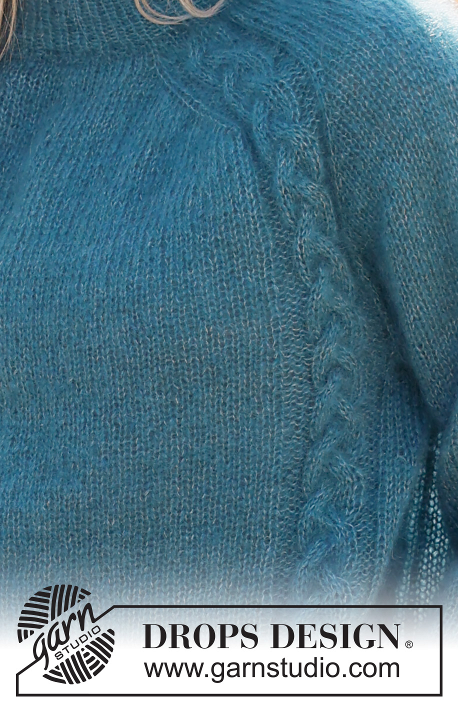 Cabled Bliss / DROPS 236-25 - Ylhäältä alas neulottu pusero 2-kertaisesta DROPS Kid-Silk -langasta. Työssä on kaksinkertainen pääntien reunus, satulaolkapäät ja palmikoita. Koot S-XXXL.