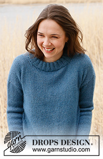 Rhapsody in Blue / DROPS 236-36 - Pull tricoté de bas en haut en jersey, en DROPS Flora et DROPS Kid-Silk. Du XS – XXXL.