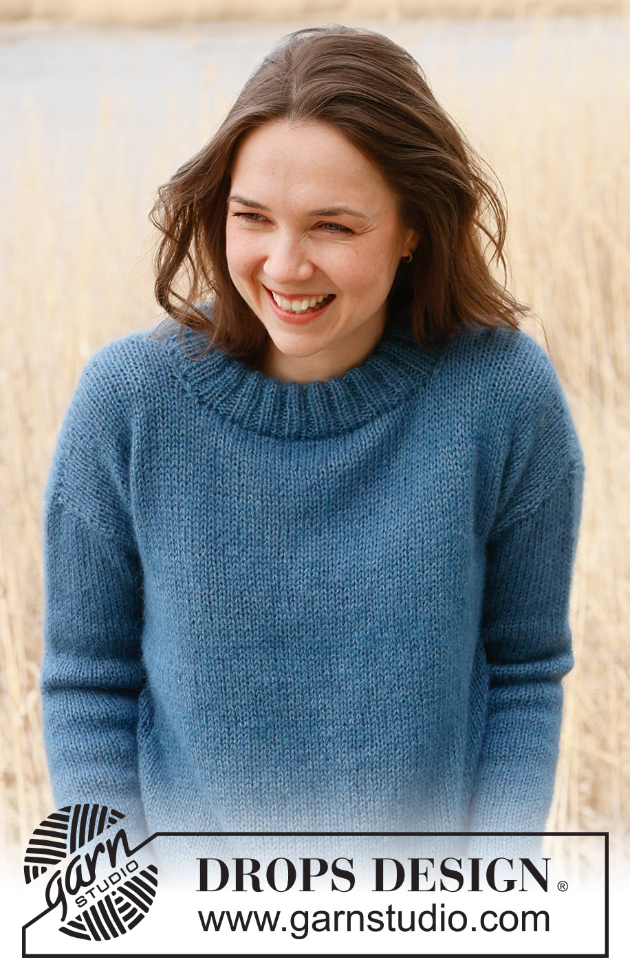 Rhapsody in Blue / DROPS 236-36 - Pull tricoté de bas en haut en jersey, en DROPS Flora et DROPS Kid-Silk. Du XS – XXXL.