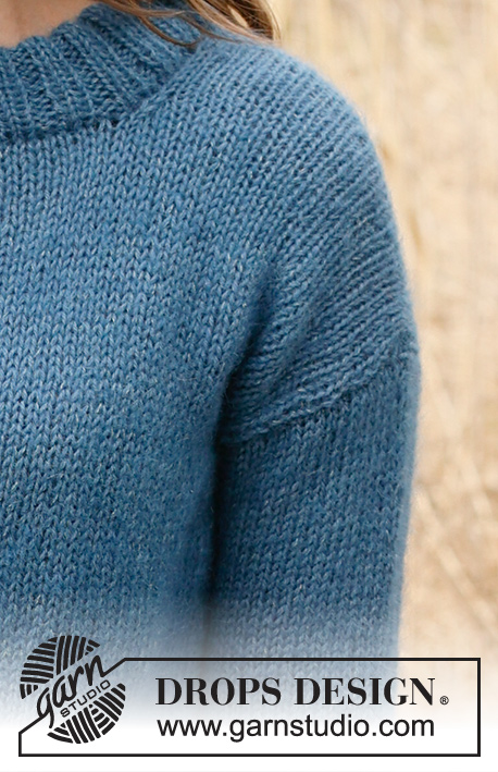 Rhapsody in Blue / DROPS 236-36 - Pull tricoté de bas en haut en jersey, en DROPS Flora et DROPS Kid-Silk. Du XS – XXXL.
