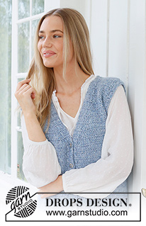 Hazy Dew Vest / DROPS 236-39 - Alhaalta ylös virkattu liivi DROPS Air-langasta. Työssä on V-aukko ja sivuhalkiot. Koot S-XXXL.
