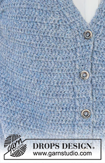 Hazy Dew Vest / DROPS 236-39 - Alhaalta ylös virkattu liivi DROPS Air-langasta. Työssä on V-aukko ja sivuhalkiot. Koot S-XXXL.