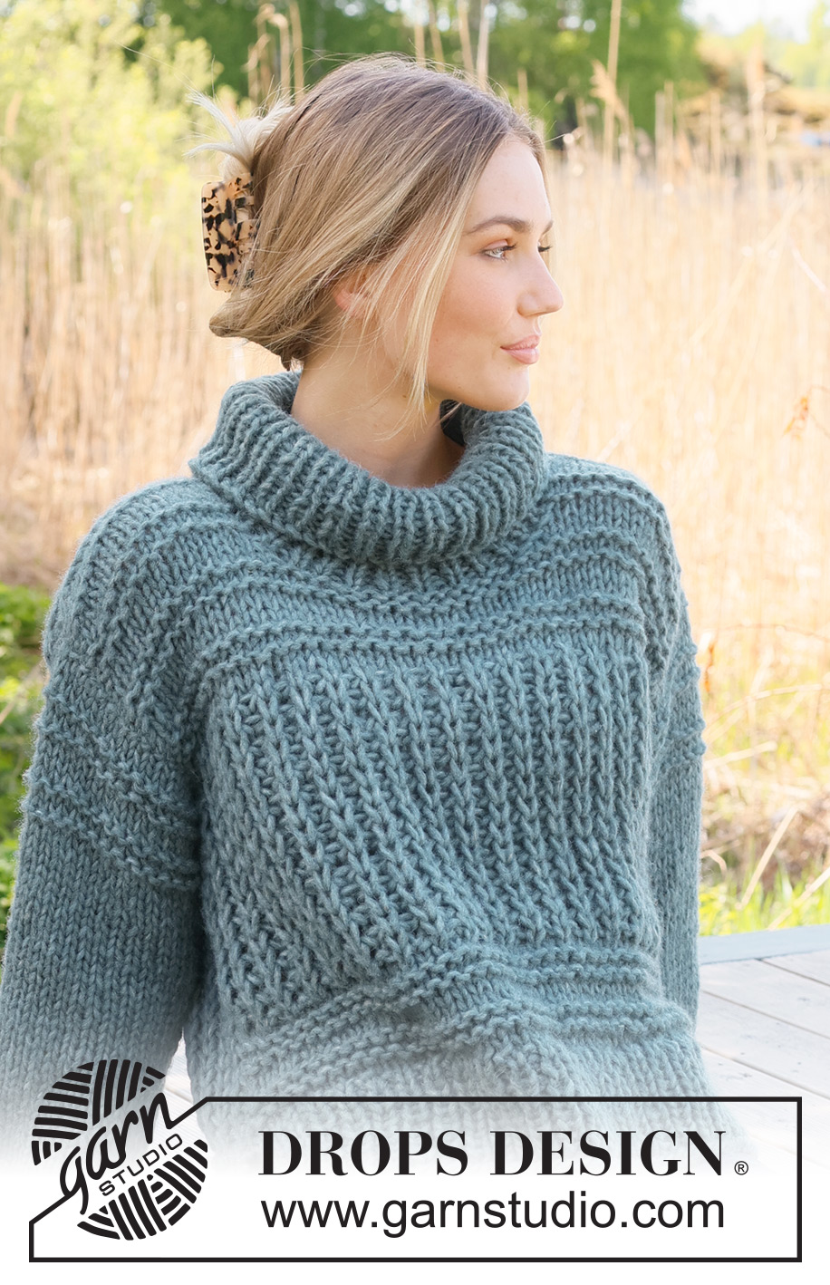 Rain Chain / DROPS 236-9 - Knitted jumper in 1 strand DROPS Wish or 2 strands DROPS Air. The piece is worked bottom up with English rib, open garter stitch and split in the sides. Sizes S - XXXL.