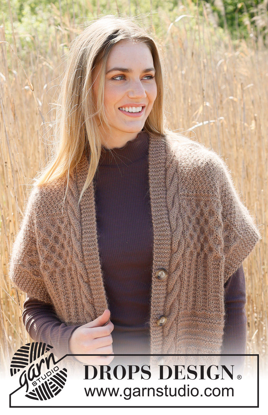 Cracked Walnuts Vest / DROPS 237-10 - Knitted vest in DROPS Kid-Silk and DROPS Puna / DROPS Merino Extra Fine. Piece is knitted bottom up with textured pattern, ridges, cables and rib. Size XS – XXL.