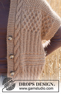 Cracked Walnuts Vest / DROPS 237-10 - Knitted vest in DROPS Kid-Silk and DROPS Puna / DROPS Merino Extra Fine. Piece is knitted bottom up with textured pattern, ridges, cables and rib. Size XS – XXL.