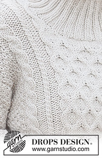Sweet Honeycomb Jumper / DROPS 237-11 - Pull tricoté de bas en haut avec col montant, point rayons de miel, point de blé et torsades, en DROPS Alaska. Du S au XXXL