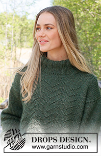 Appalachian Trails / DROPS 237-12 - Pull tricoté de bas en haut en DROPS Nepal et DROPS Kid-Silk, avec point texturé et col doublé. Du S au XXXL
