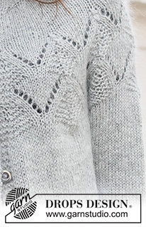 Silver Diamond Cardigan / DROPS 237-14 - Strikket cardigan i DROPS Alpaca og DROPS Kid-Silk. Arbejdet strikkes nedenfra og op med rundt bærestykke og hulmønster. Størrelse S - XXXL.