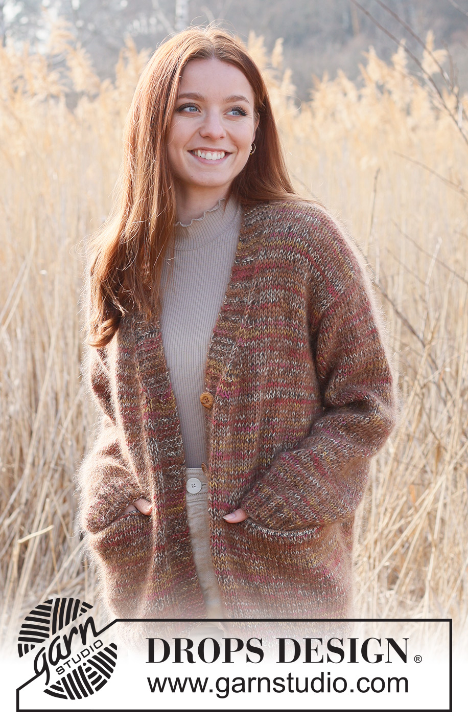 All about Autumn Cardigan / DROPS 237-17 - Knitted oversized jacket in DROPS Fabel and DROPS Kid-Silk. Piece is knitted bottom up in stockinette stitch with V-neck and pockets. Size: S - XXXL