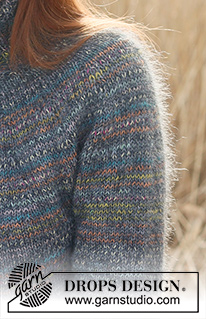 Sherwood Forest / DROPS 237-18 - Strikket bluse i DROPS Fabel og DROPS Kid-Silk. Arbejdet strikkes oppefra og ned, med rundt bærestykke, striber og glatstrik. Størrelse XS - XXL.