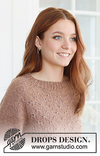 Country Spice / DROPS 237-19 - Knitted jumper in DROPS Air. Piece is knitted top down with saddle shoulders and relief pattern. Size: S - XXXL
