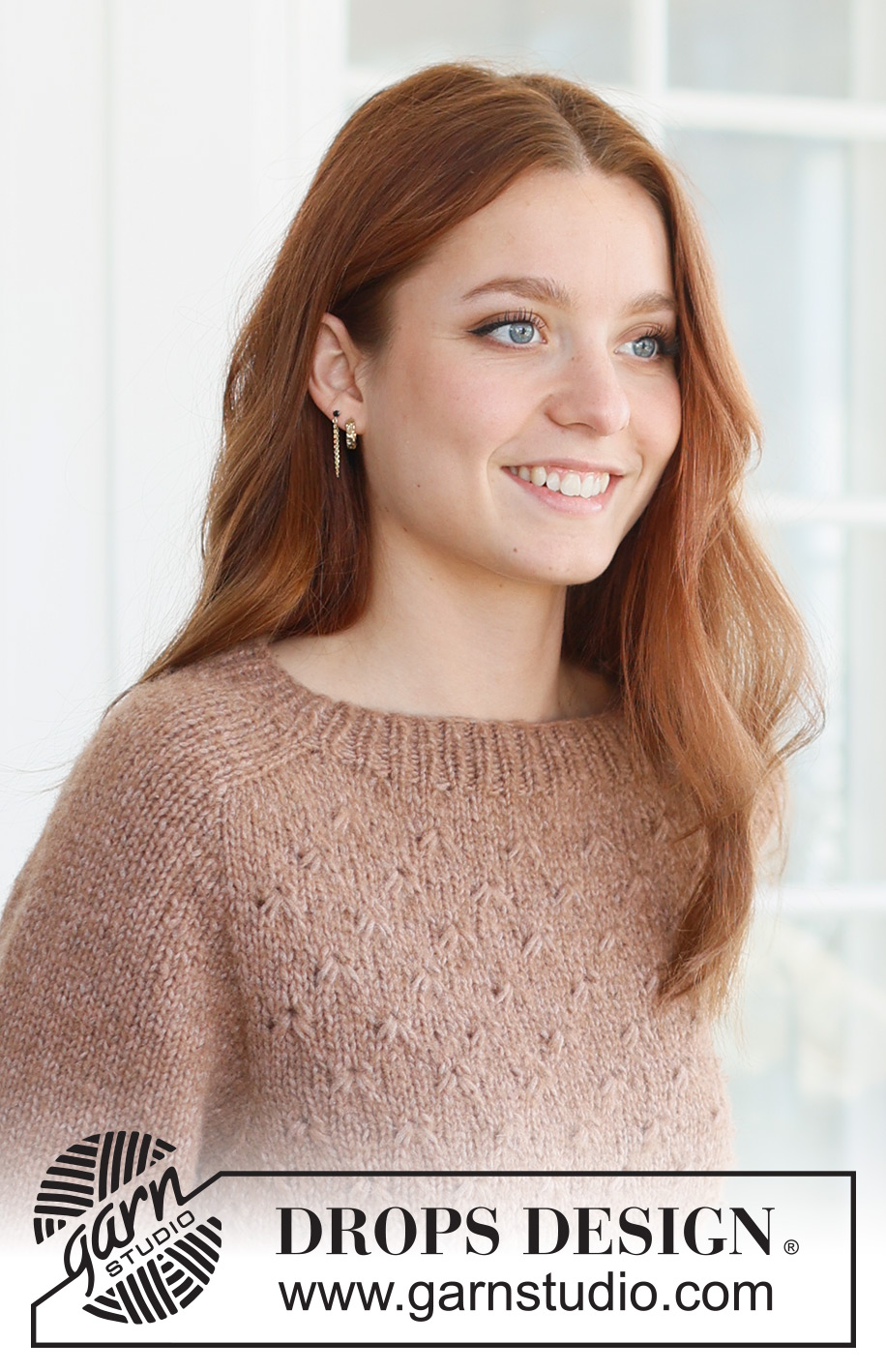 Country Spice / DROPS 237-19 - Knitted jumper in DROPS Air. Piece is knitted top down with saddle shoulders and relief pattern. Size: S - XXXL