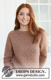 Country Spice / DROPS 237-19 - Knitted jumper in DROPS Air. Piece is knitted top down with saddle shoulders and relief pattern. Size: S - XXXL