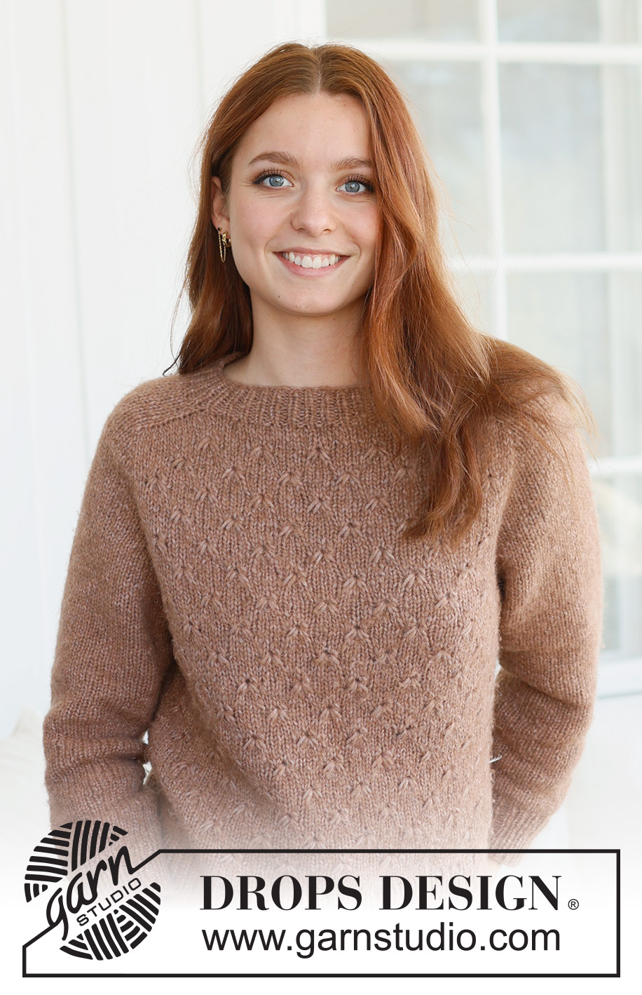 Country Spice / DROPS 237-19 - Knitted jumper in DROPS Air. Piece is knitted top down with saddle shoulders and relief pattern. Size: S - XXXL
