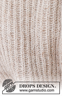 Caramel Macchiato / DROPS 237-20 - Alhaalta ylös neulottu pusero DROPS Soft Tweed- ja DROPS Kid-Silk -langoista. Työssä on täyspatenttineuletta. Koot S-XXXL.
