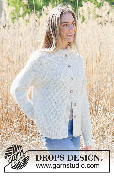 Snowy Bee Cardigan / DROPS 237-29 - Free knitting patterns by