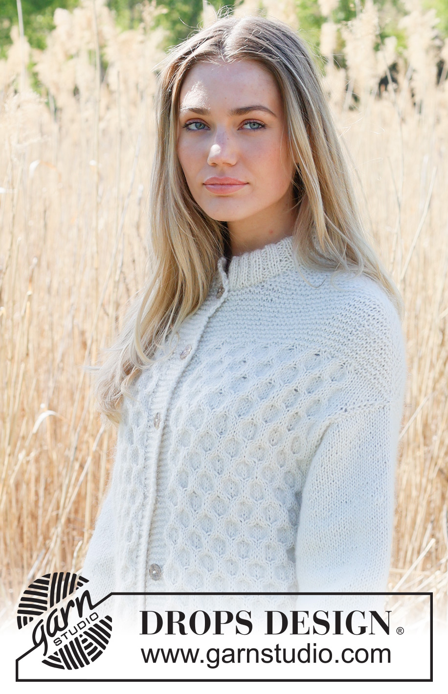 Snowy Bee Cardigan / DROPS 237-29 - Knitted jacket in DROPS Puna and DROPS Kid-Silk. Piece is knitted top down with honeycomb pattern, garter stitch and double neck edge. Size: S - XXXL