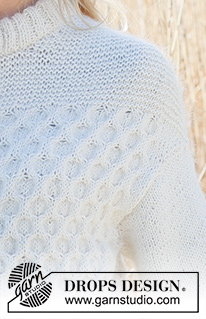 Snowy Bee Cardigan / DROPS 237-29 - Knitted jacket in DROPS Puna and DROPS Kid-Silk. Piece is knitted top down with honeycomb pattern, garter stitch and double neck edge. Size: S - XXXL