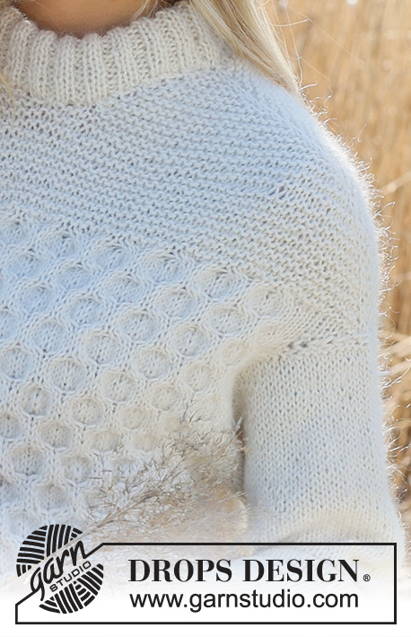Snowy Bee / DROPS 237-30 - Knitted jumper in DROPS Puna and DROPS Kid-Silk. Piece is knitted top down with honeycomb pattern and garter stitch. Size: S - XXXL