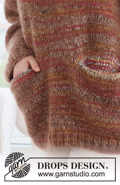 All about Autumn / DROPS 237-36 - Knitted oversized sweater in DROPS Fabel and DROPS Kid-Silk. Piece is knitted bottom up in stockinette stitch with pockets. Size: S - XXXL