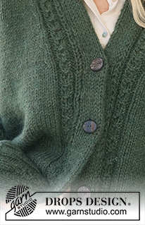 Conversation Starter / DROPS 237-4 - Gebreid vest in DROPS Nepal en DROPS Kid-Silk. Het werk wordt gebreid van onder naar boven in tricotsteek, kantpatroon en dubbel gebreide voorbies. Maat: S - XXXL