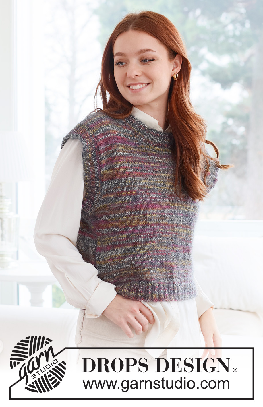 Fairytale / DROPS 237-42 - Knitted vest in 1 strand DROPS Fabel and 1 strand Kid-Silk. The piece is worked bottom up with diagonal shoulders. Sizes S - XXXL.