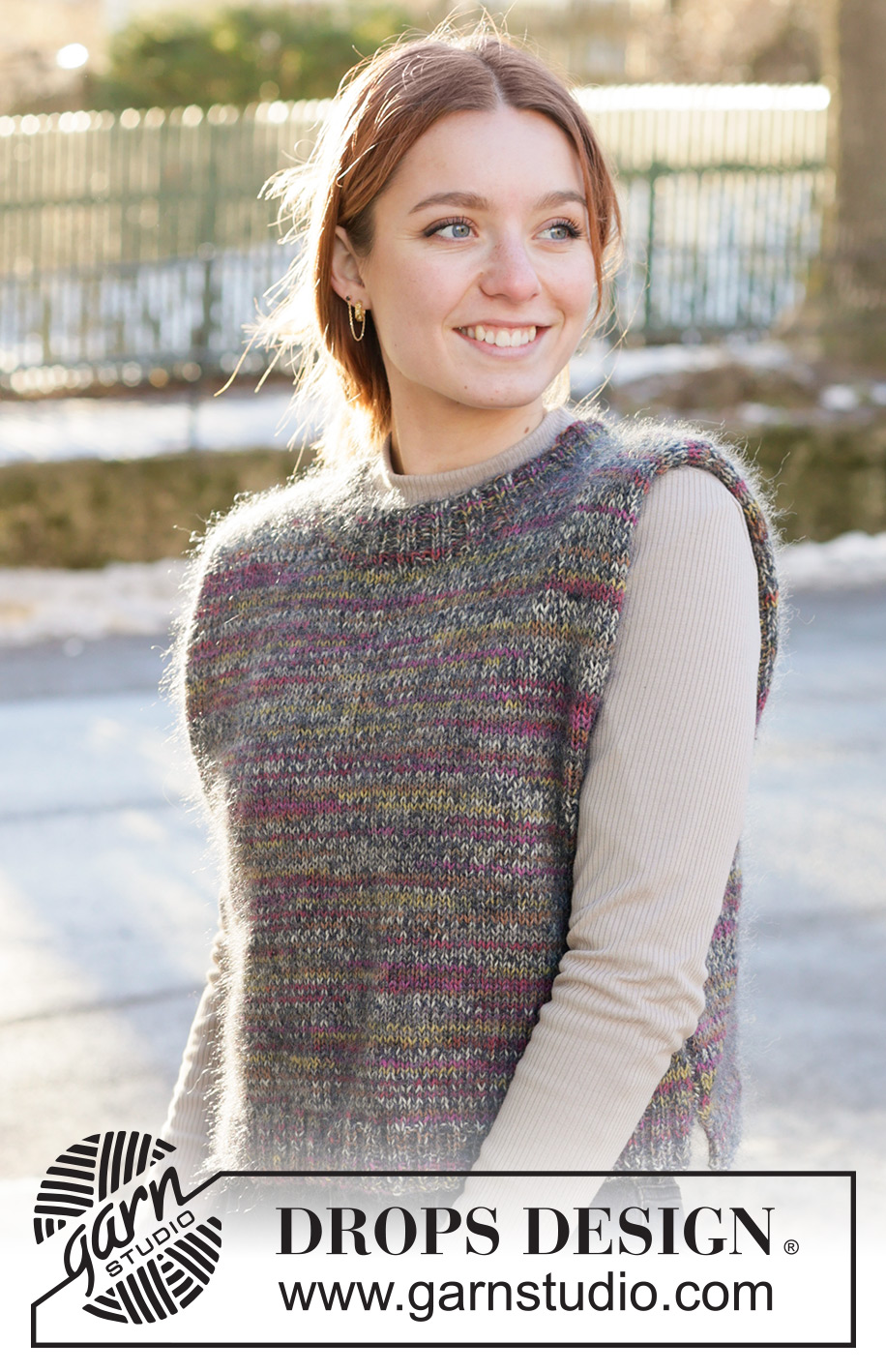 Fairytale / DROPS 237-42 - Knitted vest in 1 strand DROPS Fabel and 1 strand Kid-Silk. The piece is worked bottom up with diagonal shoulders. Sizes S - XXXL.